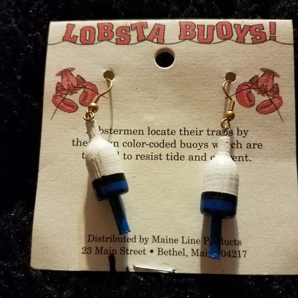 SOLD! Lobsta Buoys! Handcrafted Maine Earrings! - Picture 1 of 2